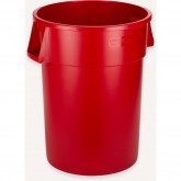Bronco Round Waste Bin Trash Container (Red, 44 gal)
