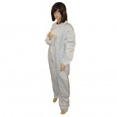 White SMS Coveralls w/ Front Zipper & Elastic (XL) - 25/CS